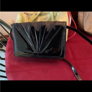 Vintage Black Patent Leather Clutch